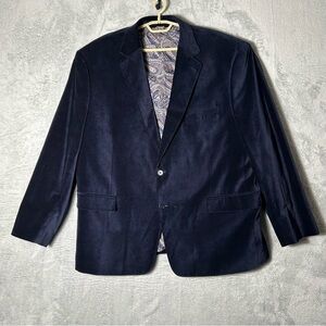Oak‎ Hill Blazer Mens 2XL 50 52R Blue Velvet Business Event Travel Paisley Lined